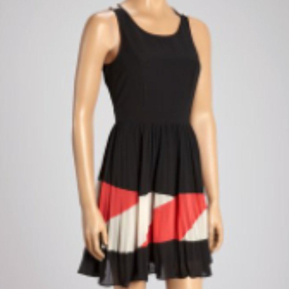 Love Point Black Pleated Cutout Dress - NWOT